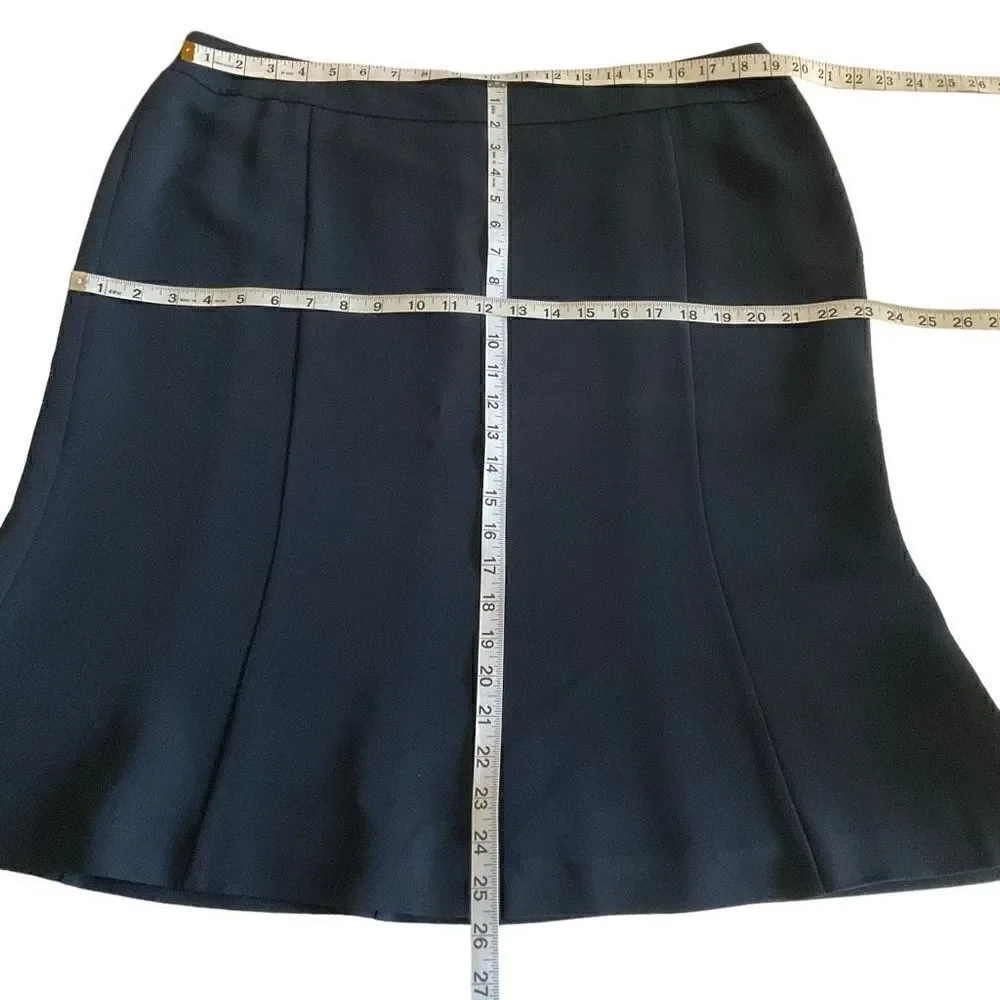 Ellen Tracy Midi Skirt Tulip Hem Navy Blue Side Zipper Closure Women Size 16